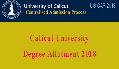 Calicut University Degree Third Allotment Result 2018