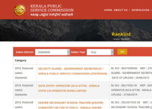 PSC Police Constable Rank List 2019