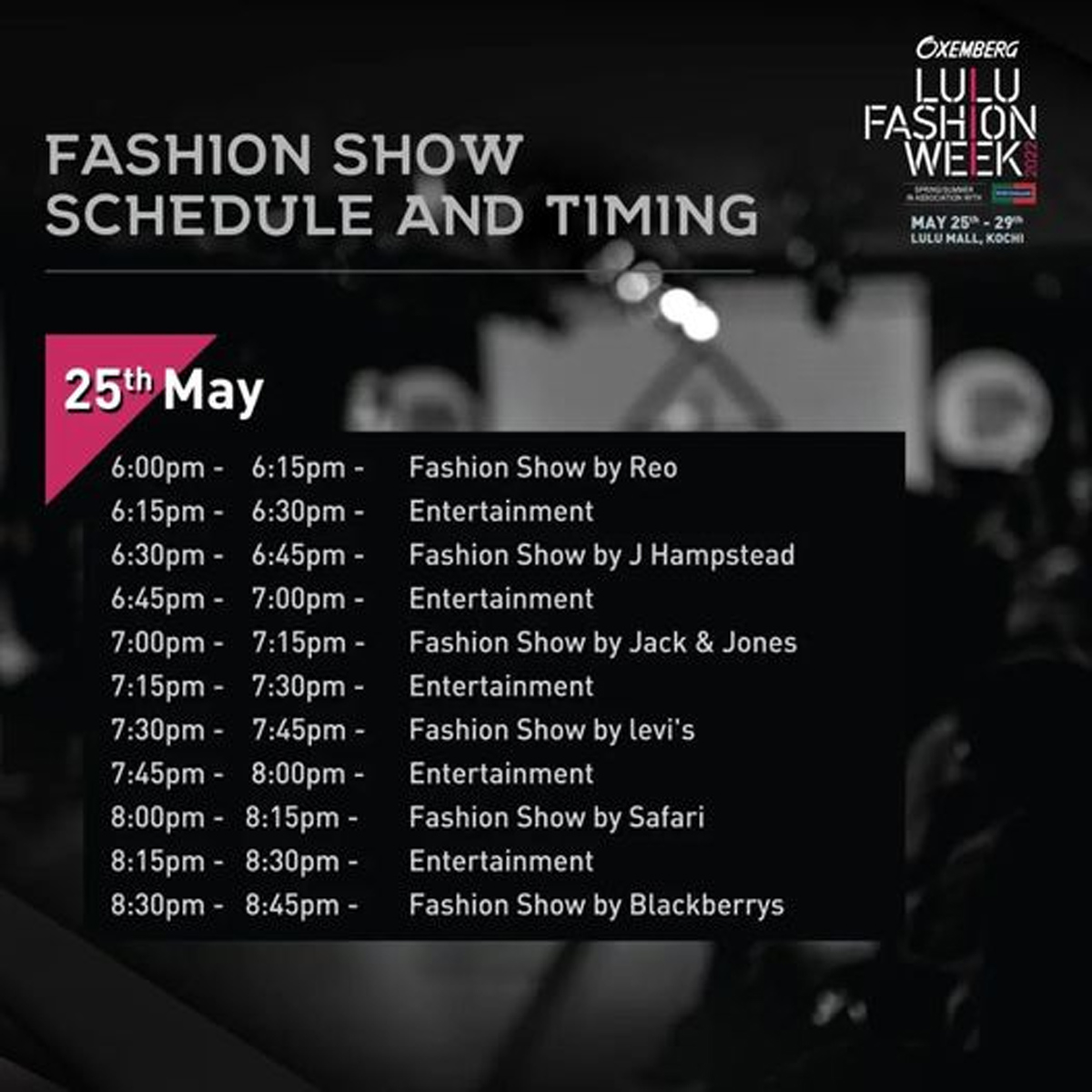 Lulu Fashion Week 2022 Schedule
