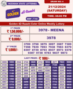 Golden 8pm 4d result 21.12.2024