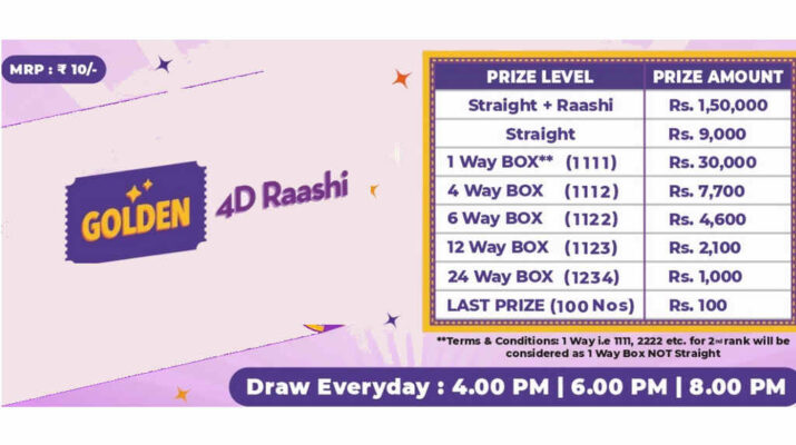 Golden 4D Raashi Lottery Result