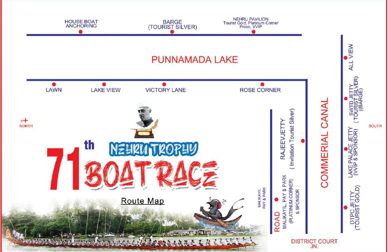 Route Map Nehru Boat Race 2025 Vallam Kali